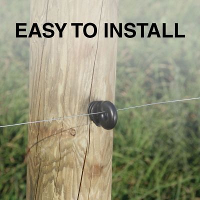 Image showing  Wood Post Screw-In Ring Electric Fence Insulators, Black, 25-Pack