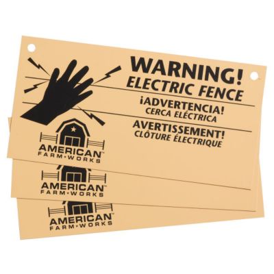 American Farm Works Electric Fence Warning Signs, 3-Pack