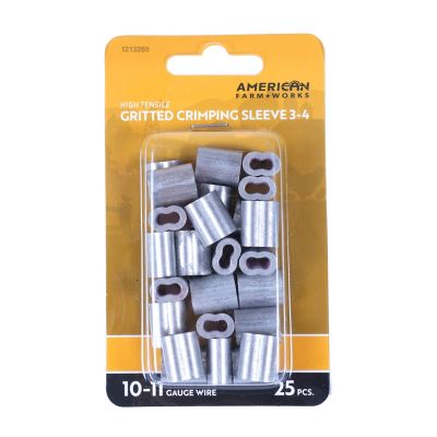 Image showing  High-Tensile Wire 3-4 Gritted Crimping Sleeves for 10 to 11 Gauge Wire, 25-Pack