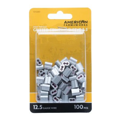 American Farm Works High-Tensile Wire 2-3 Gritted Crimping Sleeves for 12-1/2 Gauge Wire, 100-Pack