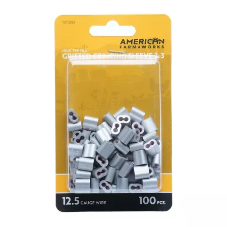 American Farm Works High Tensile Wire 2-3 Grained Crimp Sleeves for 12-1/2 Gauge Wire Pack of 100 Crimping Tools & Sleeves