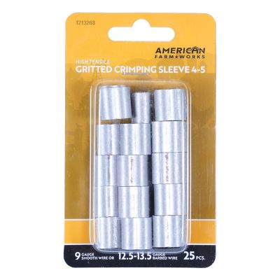 American Farm Works High-Tensile Wire 4-5 Gritted Crimping Sleeves for 12-1/2 to 13-1/2 Gauge Wire, 25-Pack