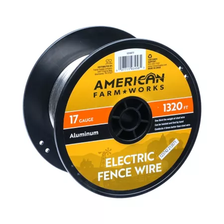 American Farm Works 1/4 Mile x 90 lb Aluminum Electric Fence Wire 17 Gauge 38 000 PSI Electric Fence Wire & Tape