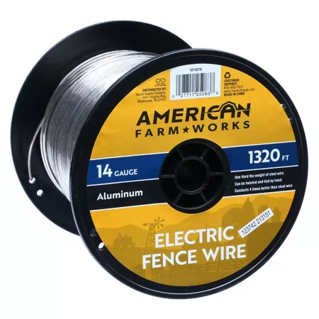 American Farm Works Aluminum Electric Fence Wire 1/4 Mile x 215 lb 14 Gauge 38 000 PSI Electric Fence Wire & Tape