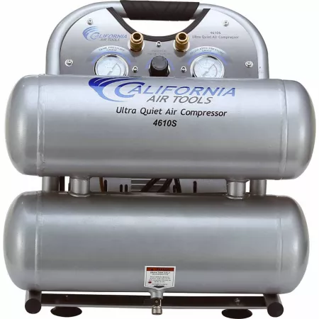 California Air Tools 1.0 HP 4.6 gal Ultra Quiet Oil-Free Dual Tank Portable Electric Air Compressor Steel Portable Air Compressors