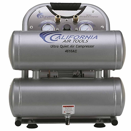 California Air Tools 1.0 HP 4.6 gal. Ultra Quiet & Oil-Free Twin-Tank Electric Portable Air Compressor, Aluminum