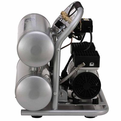 Image showing  1.0 HP 4.6 gal. Ultra Quiet and Oil-Free Twin-Tank Electric Portable Air Compressor, Aluminum