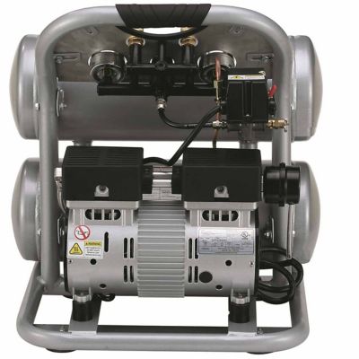 Image showing  1.0 HP 4.6 gal. Ultra Quiet and Oil-Free Twin-Tank Electric Portable Air Compressor, Aluminum