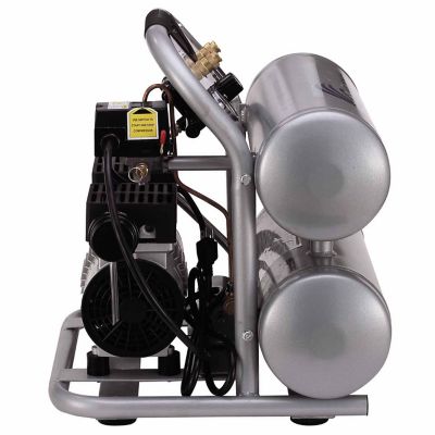 Image showing  1.0 HP 4.6 gal. Ultra Quiet and Oil-Free Twin-Tank Electric Portable Air Compressor, Aluminum