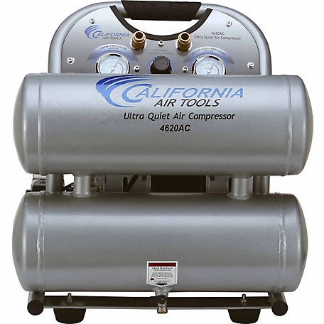 California Air Tools 2.0 HP 4.6 gal. Ultra Quiet & Oil-Free Twin-Tank Electric Portable Air Compressor, Aluminum