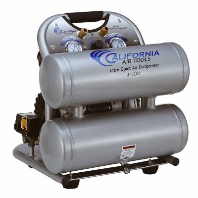 Image showing  2.0 HP 4.6 gal. Ultra Quiet and Oil-Free Twin-Tank Electric Portable Air Compressor, Aluminum
