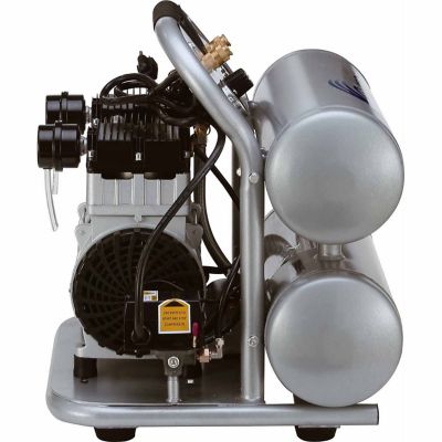 Image showing  2.0 HP 4.6 gal. Ultra Quiet and Oil-Free Twin-Tank Electric Portable Air Compressor, Aluminum