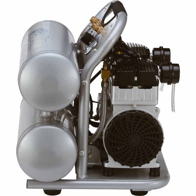 Image showing  2.0 HP 4.6 gal. Ultra Quiet and Oil-Free Twin-Tank Electric Portable Air Compressor, Aluminum