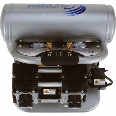 Image showing 5 th California Air Tools 2.0 HP 4.6 gal. Ultra Quiet and Oil Free Twin Tank Electric Portable Air Compressor, Aluminum