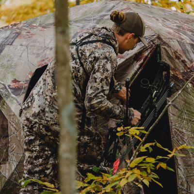 Image showing  Pentagon Bloodtrail Backwoods Camo Hunting Ground Blind, 72 in. H, 21 lb., 41.5 sq. ft.