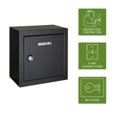 Stack-On Key Lock Pistol Ammo Cabinet, Black