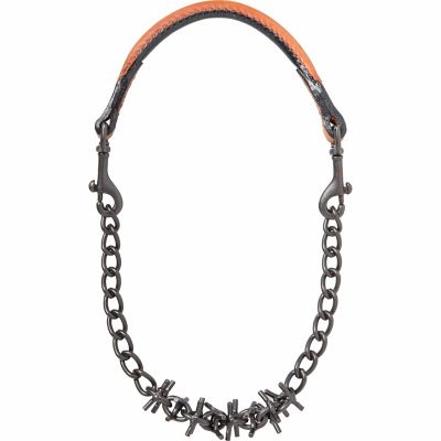 Weaver Leather 24 in. Oil-Rubbed Pronged Chain Goat Collar, 12 in. Chain, 3-1/2in. of Blunt 1/4in. Prongs