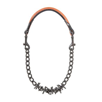 Weaver Livestock Leather Oil-Rubbed Pronged Chain Goat Collar, 24 in., 12 in. Chain, 3-1/2in. of Blunt 1/4in. Prongs