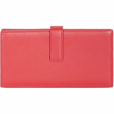 Scully Women's Genuine Leather Tab Clutch Wallet, Red