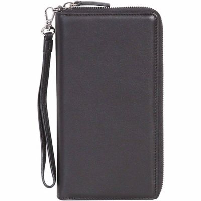 Scully Women's Genuine Leather Zip-Around Slim Clutch with Wrist Strap, Black