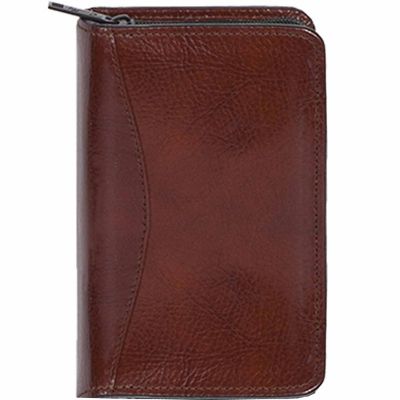 Scully Weekly Genuine Leather Zip Pocket Planner, Mahogany