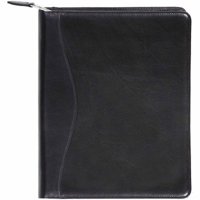 Scully Genuine Leather Zip Planner and Letter Pad, 8.5 in. x 11 in., Black, 5014Z-06-24-F