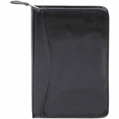 Scully Undated Genuine Leather Junior Zip Padfolio, Black, 5019Z-06-24-F