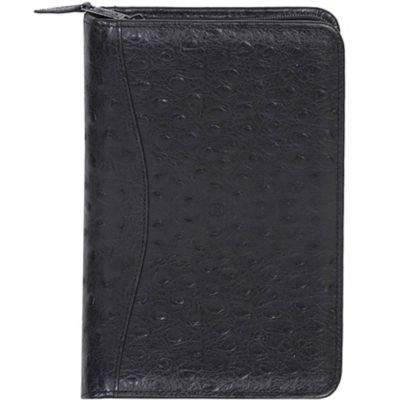 Scully Leather Genuine Leather Zip Weekly Planner, Black