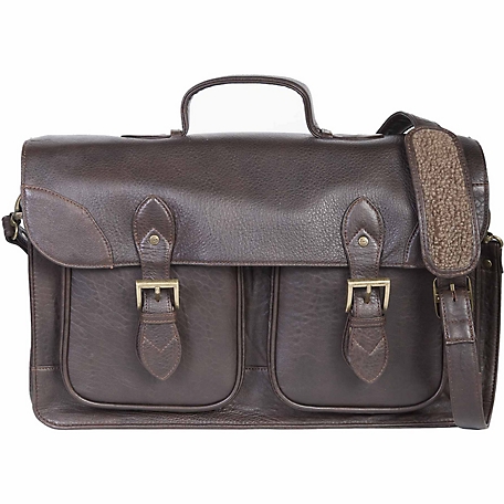 Scully Leather Satchel Briefcase with Dual Buckle Flap Closure