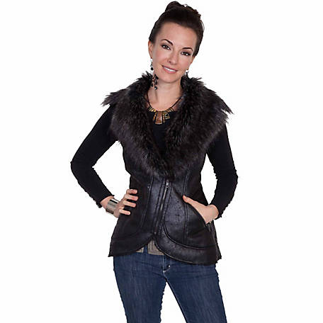 Scully Honey Creek Women's Faux-Fur Vest, 8018-BLK-XXL at Tractor Supply Co.