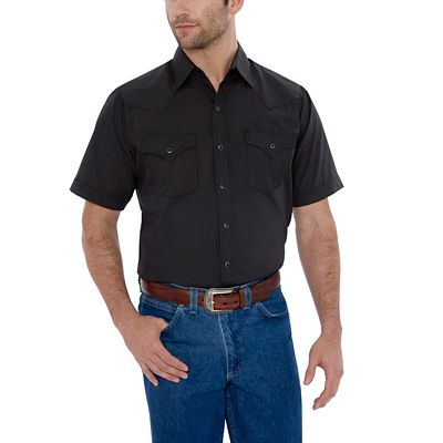 Ely Men's Solid Western Short-Sleeve Button-Down Shirt