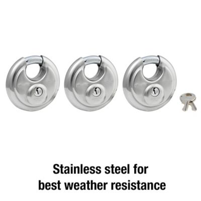 Image showing  5/8 in. Shackle Stainless Shrouded Padlocks, 3-Pack