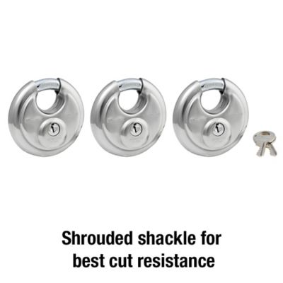 Image showing  5/8 in. Shackle Stainless Shrouded Padlocks, 3-Pack