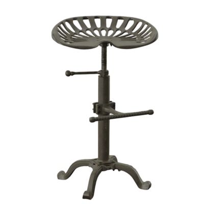 Image showing  Vintage Iron Adjustable-Height Tractor Seat Stool, 33 in., Industrial