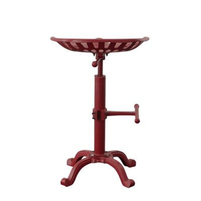 Image showing  Vintage Iron Adjustable-Height Tractor Seat Stool, 33 in., Red