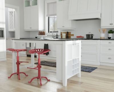 Image showing 7 th Carolina Chair & Table Vintage Iron Adjustable-Height Tractor Seat Stool, 33 in., Red