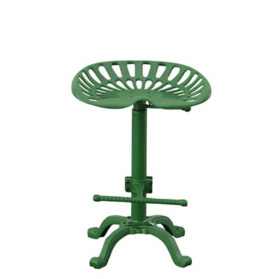 Image showing  Vintage Iron Adjustable-Height Tractor Seat Stool, 33 in., Green