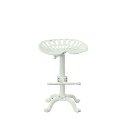 Image showing  Vintage Iron Adjustable-Height Tractor Seat Stool, 33 in., White