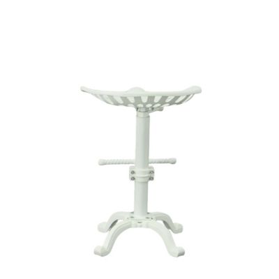 Image showing  Vintage Iron Adjustable-Height Tractor Seat Stool, 33 in., White