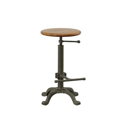 Image showing  Industrial Iron Bistro Adjustable-Height Stool, 32 in., Chestnut