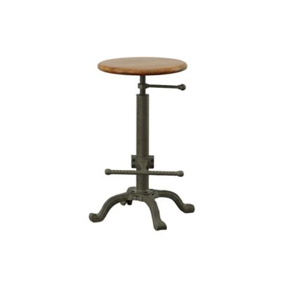 Image showing  Industrial Iron Bistro Adjustable-Height Stool, 32 in., Chestnut