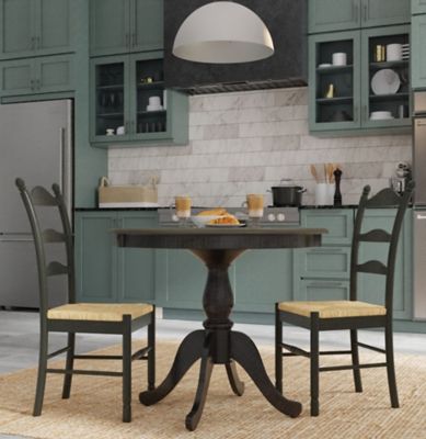 Image showing 7 th Carolina Chair & Table Hawthorne Chair with Hand-Woven Rush Seat, Black