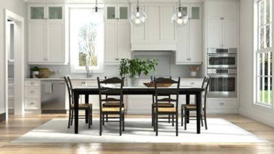 Image showing 9 th Carolina Chair & Table Hawthorne Chair with Hand-Woven Rush Seat, Black