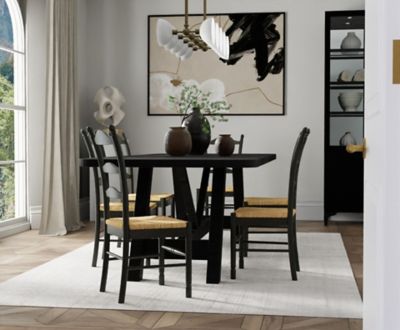 Image showing 11 th Carolina Chair & Table Hawthorne Chair with Hand-Woven Rush Seat, Black