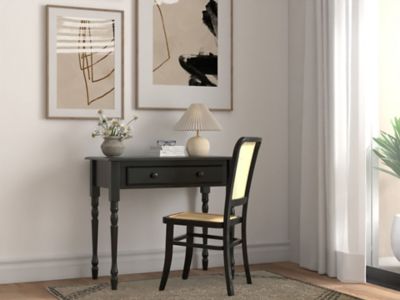 Image showing 8 th Carolina Chair & Table Grace Desk with Turned Legs and Drawer, Antique Black