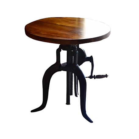 Carolina Chair & Table Round Portland Vintage Hi-Lo Adjustable-Height Accent Table