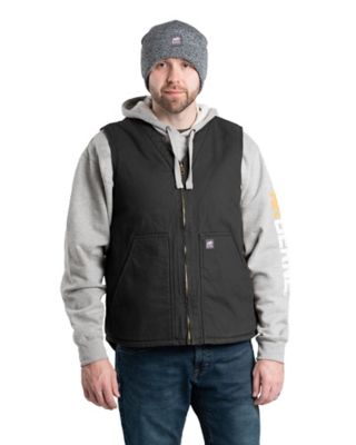 Berne Men's Heartland Sherpa-Lined Washed Duck V-Neck Vest
