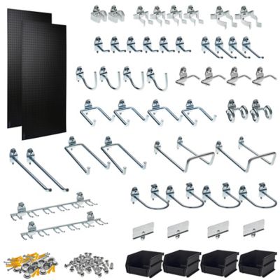 Triton Products 24 x 48 in. ABS Pegboard, 48 pc. DuraHook Assortment, Hanging Bin System & Wall Mounting Hardware, DB-2BK KIT