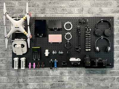 Image showing  24 x 48 in. ABS Pegboard, 48 pc. DuraHook Assortment, Hanging Bin System & Wall Mounting Hardware, DB-2BK KIT