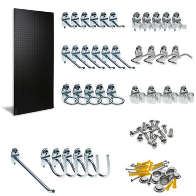 Triton Products 24 in. x 48 in. x 1/4 in. ABS Pegboards with 36 pc. Locking Hook Assortment, Matte Black, DB-36BKH-KIT